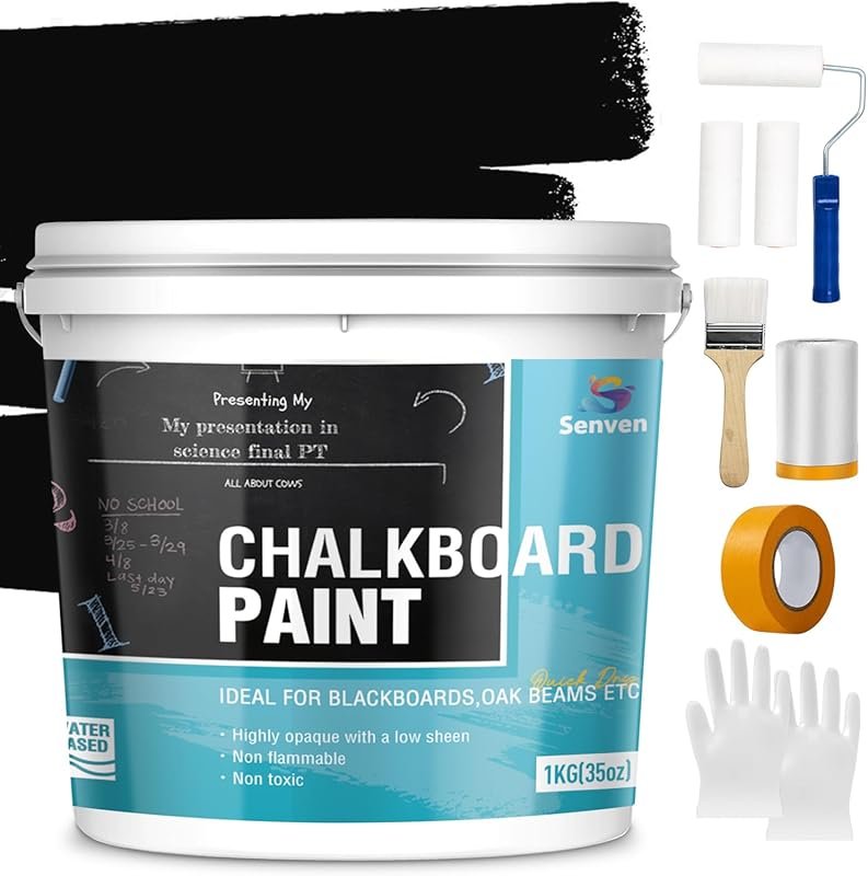 Black Chalkboard Paint: All-in-One Acrylic with Primer and Top Coat fo