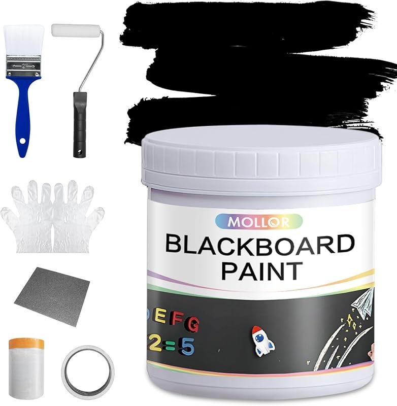 Black Chalkboard Paint: Non-Toxic, Quick-Dry Formula for Walls, Wood, 