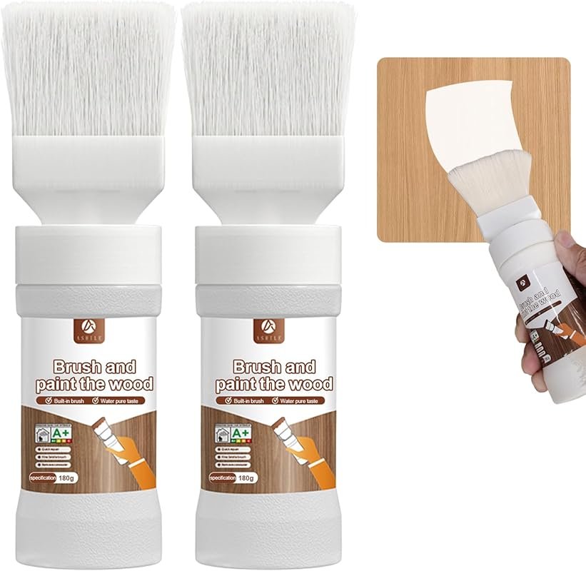 White Refinishing Paint for Furniture, Doors, Cabinets. No-Drip Brush 