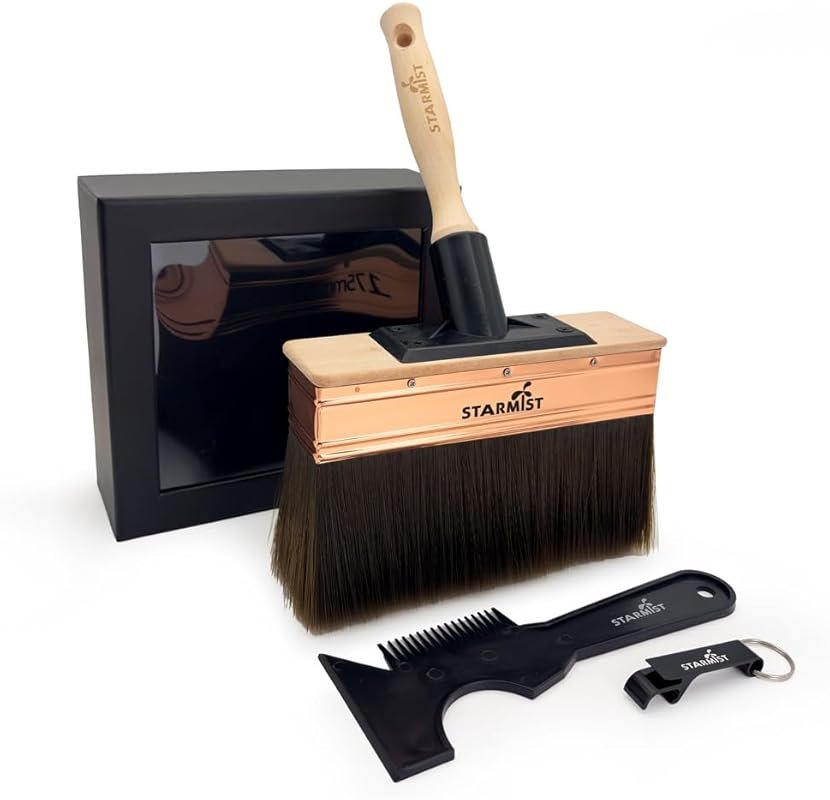 7-Inch Deck Stain Brush with Hybrid Bristles & Threaded Handle for Dec