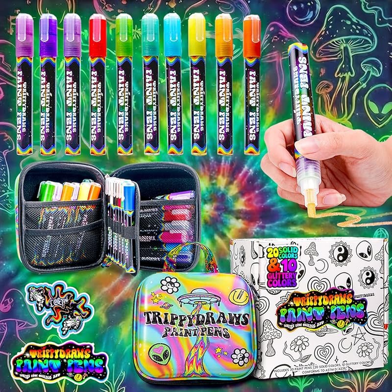 30 Non-Toxic Acrylic Paint Markers: Quick-Dry Pens for Multi-Project U