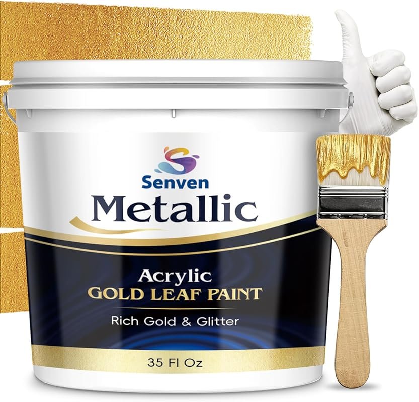 Gold Metallic Liquid Leaf Paint: Fast Drying Acrylic for Multi-Surface