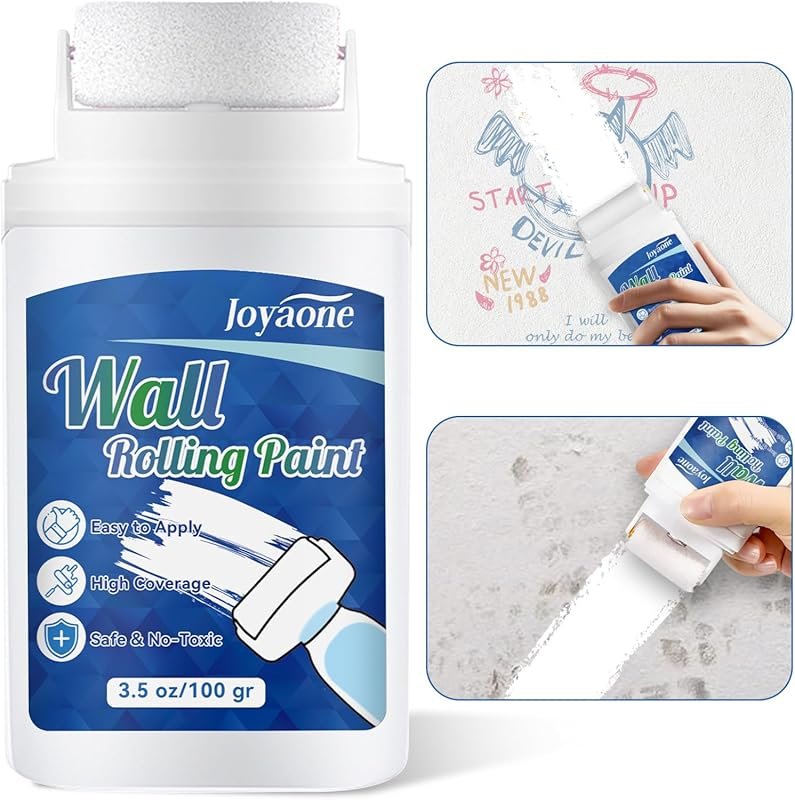 Fast-Drying White Water-Based Wall Paint Touch-Up Kit with Roller Brus