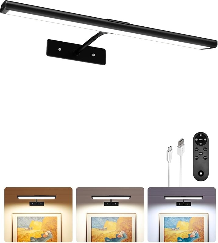 Rechargeable Magnetic LED Picture Light with Remote and 3 Color Temper