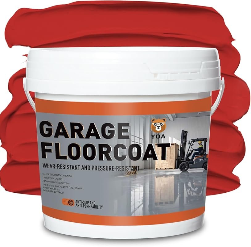 YOA Professional Epoxy Coating , Red Acrylic Concrete Paint, Suitable 