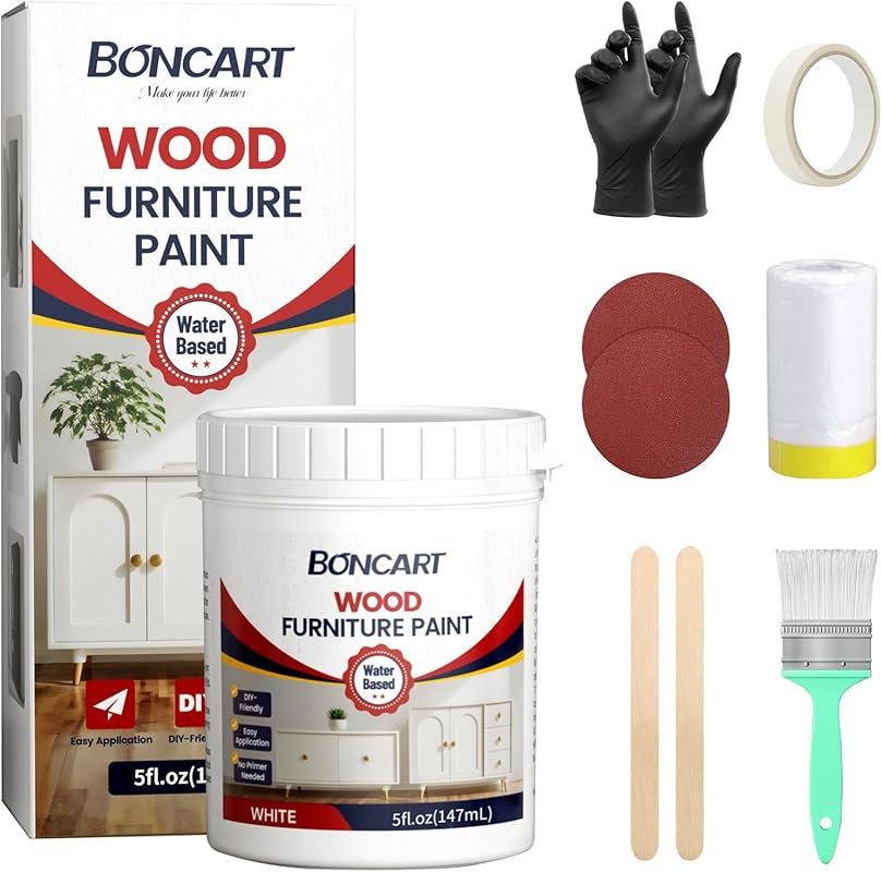 White Water-Based Wood Paint for Furniture and Cabinets, Non-Toxic, No