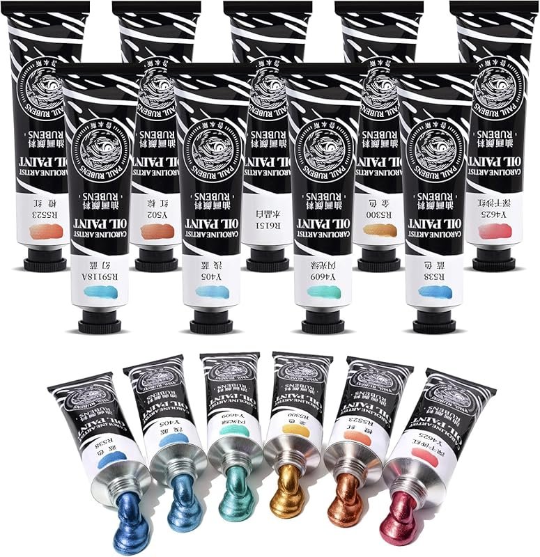 Paul Rubens Metallic Oil Paint Set: 9 Large 60ml Tubes with High Satur