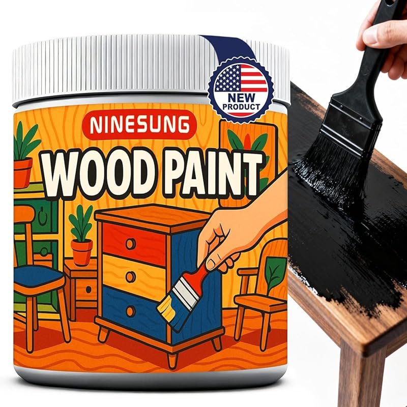 Wood Paint for Furniture, All In One Black Paint for Cabinet, Front Do