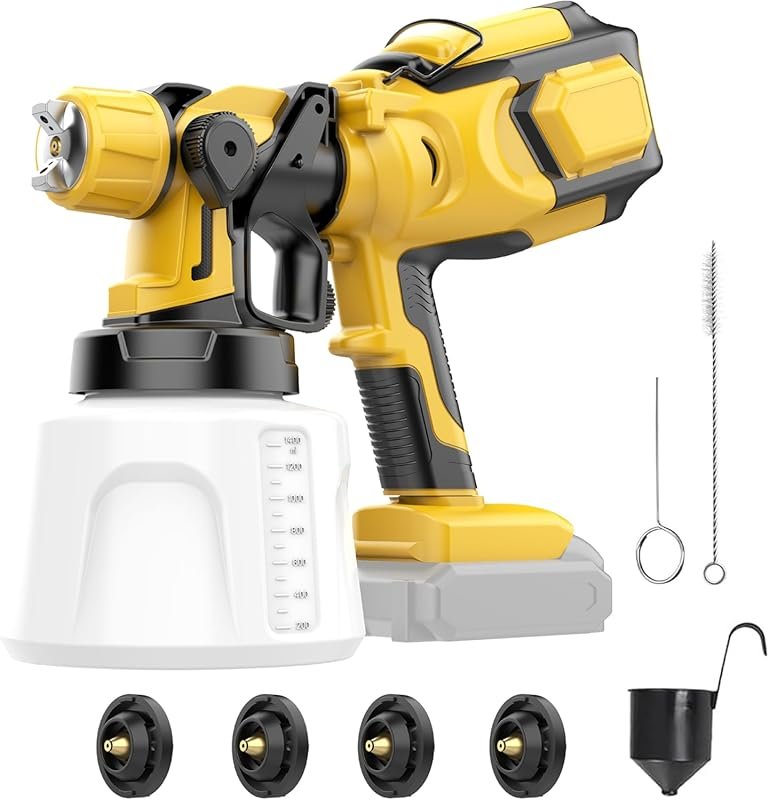 Cordless Paint Sprayer, Dewalt 20V Compatible, 4 Nozzles, 3 Patterns f