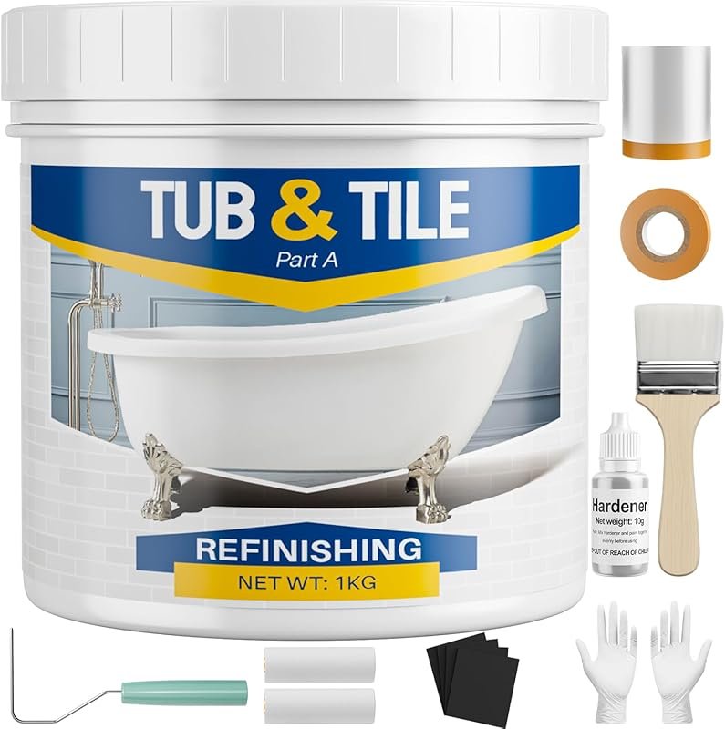 Low Odor White Tub and Tile Paint Kit for Bathtubs, Showers, and Kitch