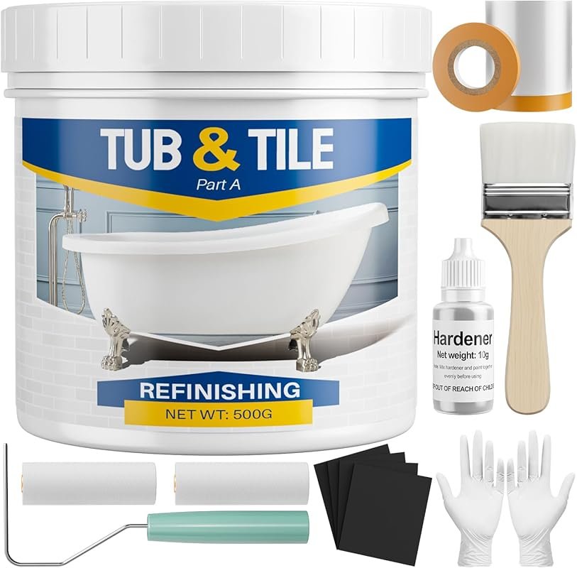 Tub and Tile Paint Refinishing Kit, 17oz Bathtub Refinishing Kit with 