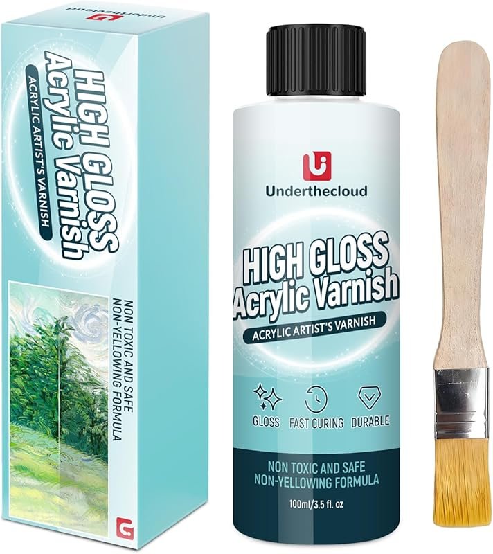 Non-Yellowing High Gloss Clear Coat Varnish for Acrylic Paintings, Can