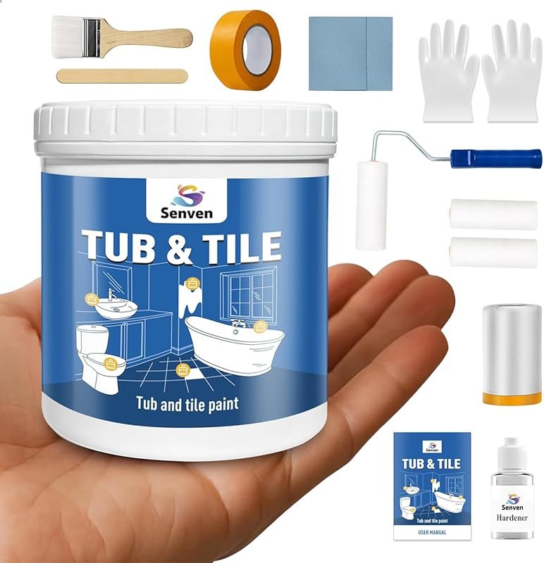 Gloss White Tub and Tile Refinishing Paint Kit for Bathroom Porcelain 