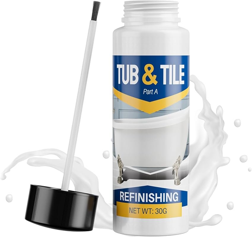 White Semi-Gloss Tub and Tile Touch Up Paint for Bathroom Sinks, Water