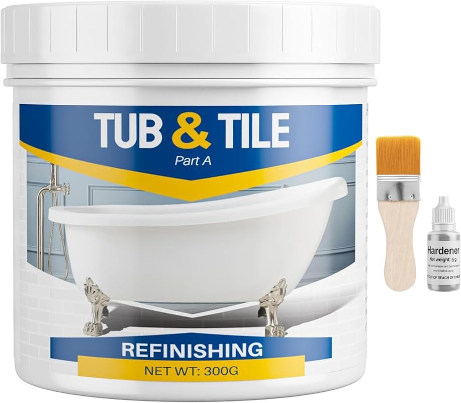 White Tub and Tile Refinishing Paint Kit with Hardener for Bathroom an
