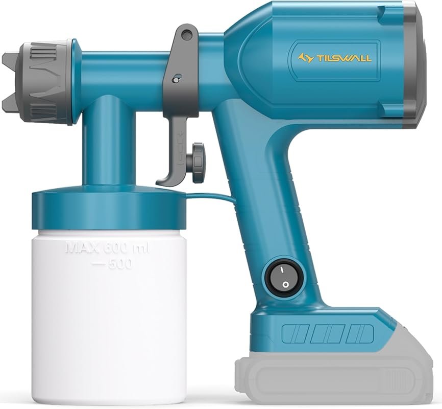 Tilswall Cordless Paint Sprayer, Dewalt 20V Compatible, 3 Spray Modes