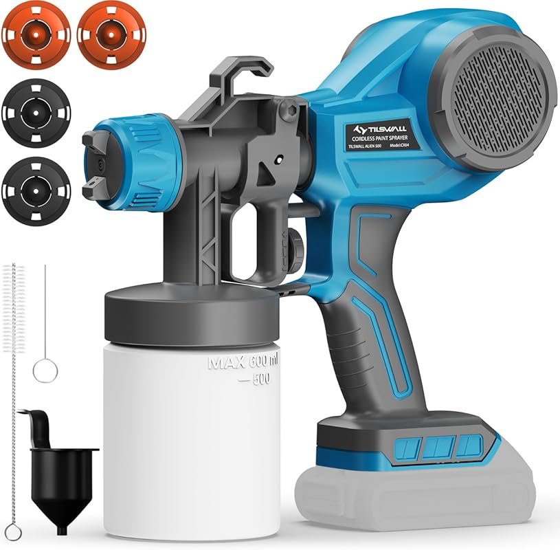 Tilswall Cordless Paint Sprayer, Dewalt 20V Compatible, Lightweight fo