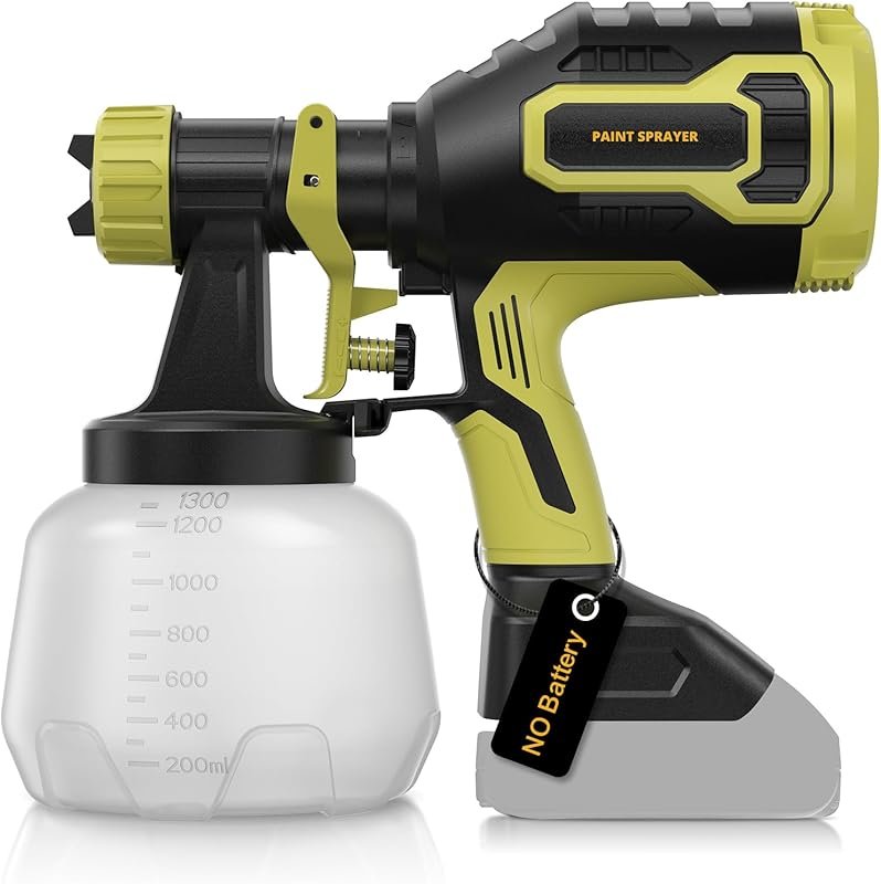 Cordless Paint Sprayer, Dewalt 20V Compatible, High Flow, 1200ml Conta