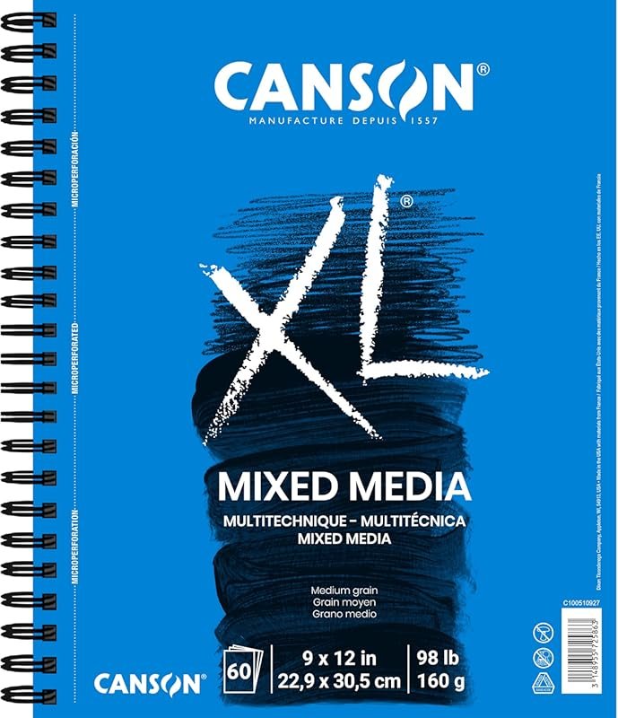 Canson XL Series Mixed Media Pad 9x12 inches, versatile for acrylic ar