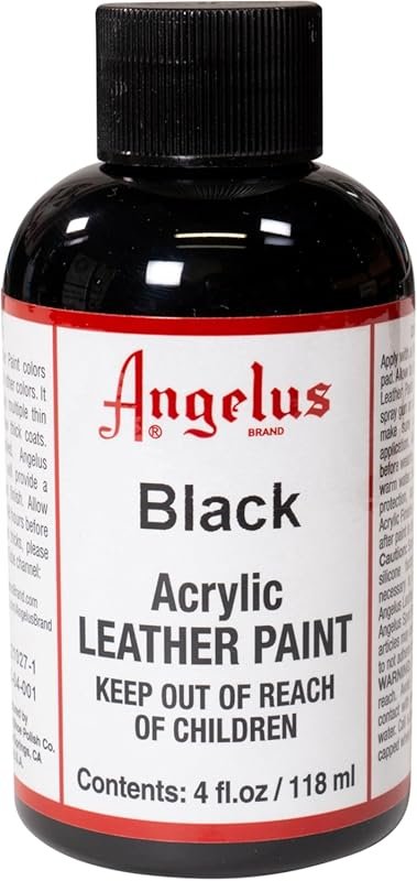 Black Acrylic Leather Paint for Shoes, Sneakers, Canvas, and Furniture