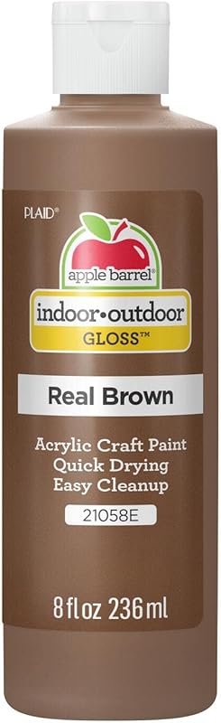 Apple Barrel Gloss Acrylic Paint, 8 oz in a Rich, True Real Brown Hue.