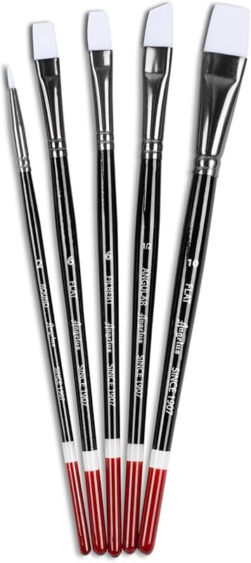 Angelus Paint Brush Set Round Flat Angular Artist Acrylic Paint Brush