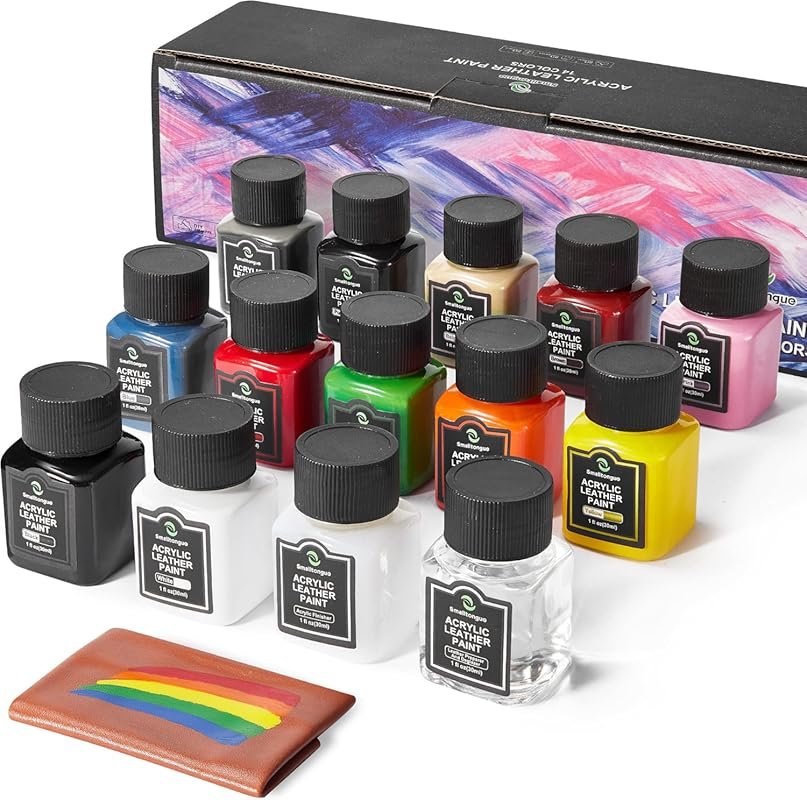 14-Color Acrylic Leather Paint Kit and Dye Set with Preparer and Degla