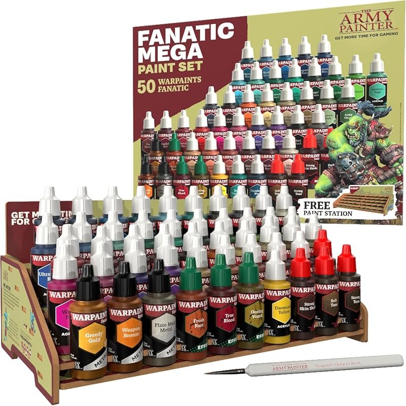 The Army Painter Warpaints Mega Set: 50 Acrylic Paints, Washes, and Me