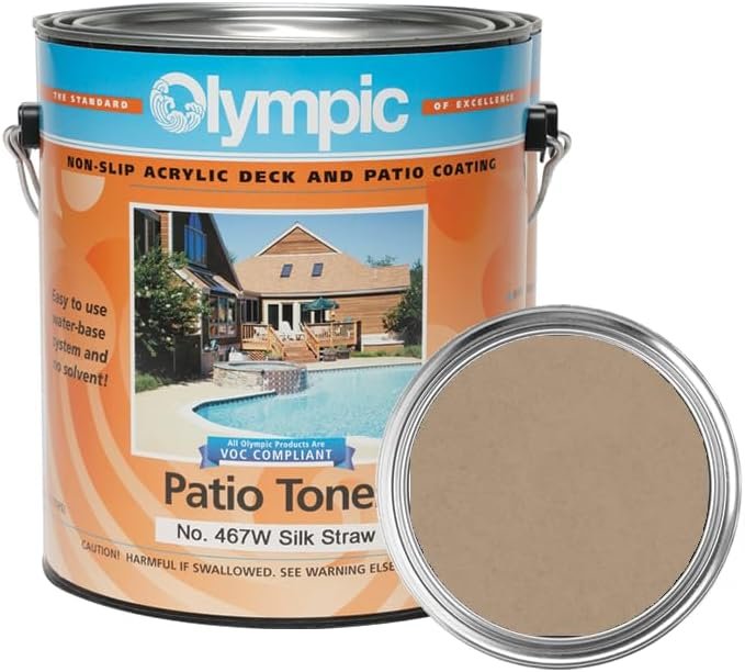 Kelley Olympic Patio Tones Silk Straw: Non-Slip Acrylic Coating & Conc