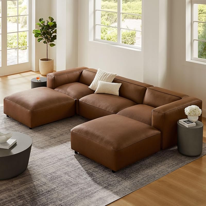 Modway Auren Oversized Faux Leather 5-Piece Modular U-Shaped Sectional