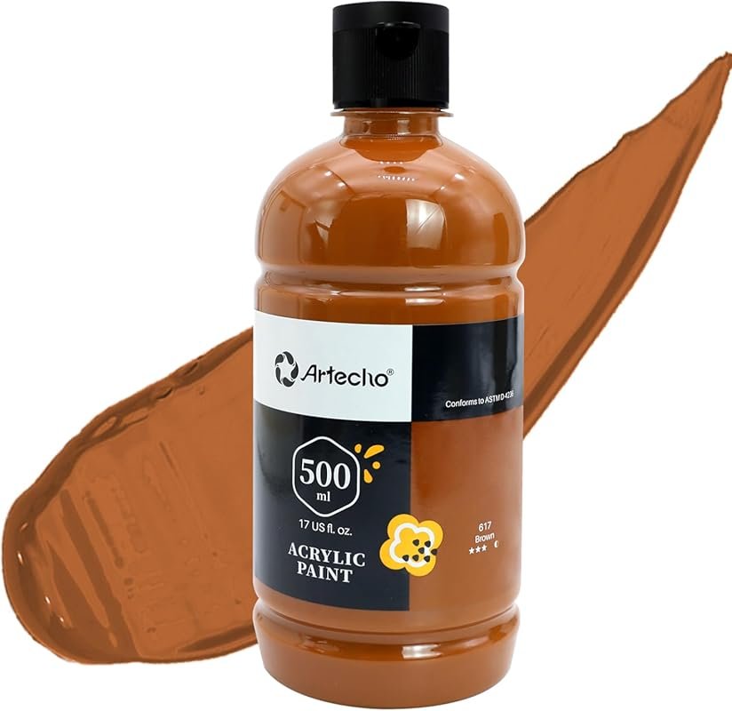 Artecho Large Bottle Brown Acrylic Craft Paint for Canvas, Rocks, Wood
