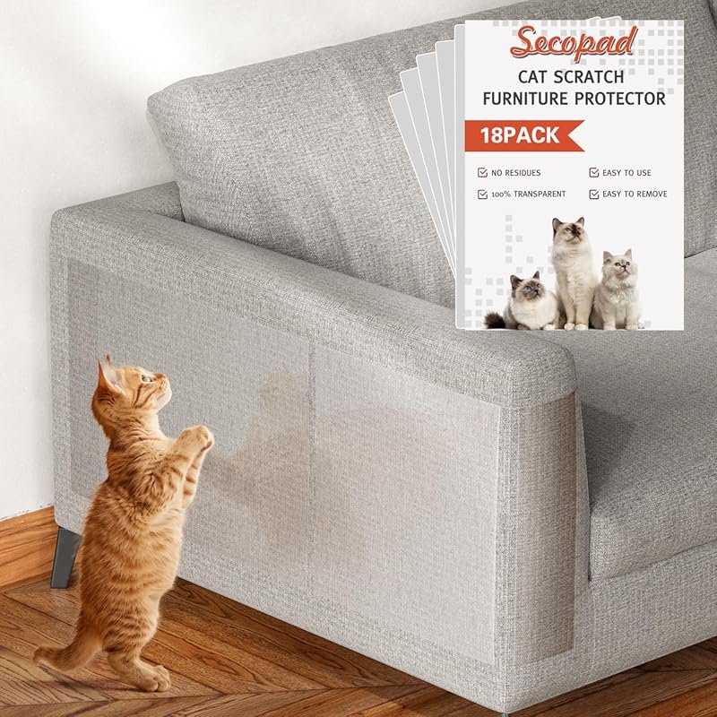 Transparent, Self-Adhesive Cat Scratch Furniture Protector. Effective 