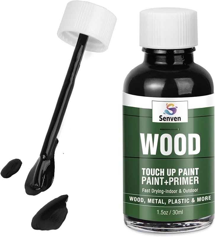 High Gloss Black Touch Up Paint Pen for Wood. Repairs Scratches on Doo