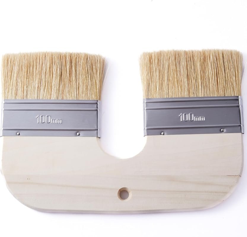 4-Inch Natural Bristle Limewash Paint Brush, U-Shaped Double Brush for