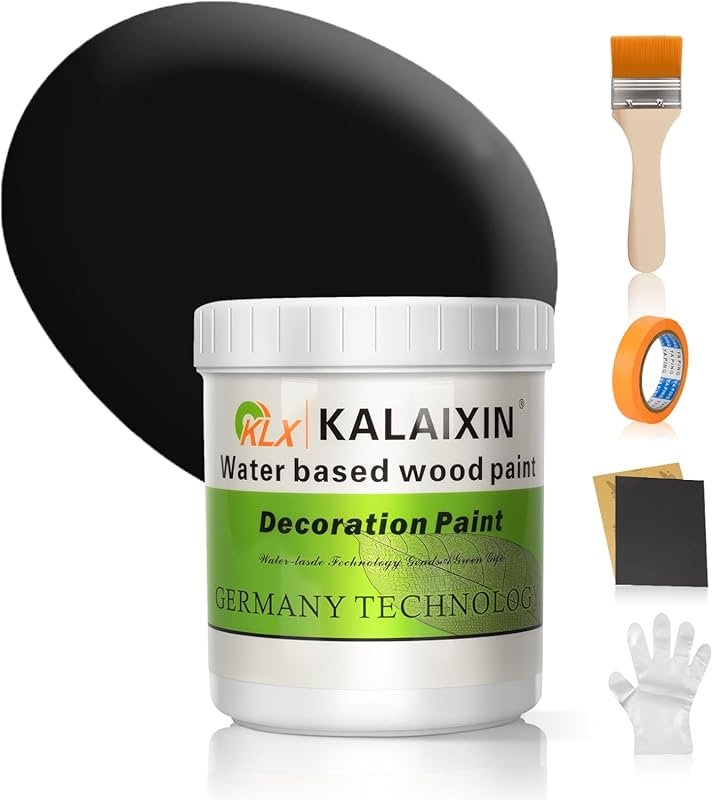 16oz All-in-One Black Wood Furniture Paint - Matte, Non-Toxic, Water-B