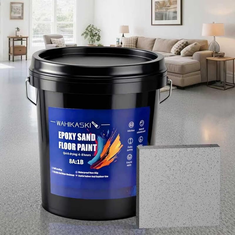 Gray Epoxy Colored Sand Concrete Paint: Self-Leveling, High Gloss, Wat