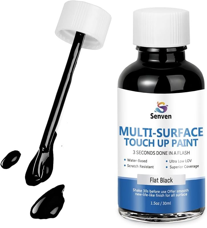 Flat Black Acrylic Touch Up Paint Pen for Doors. Multi-Surface, Quick-