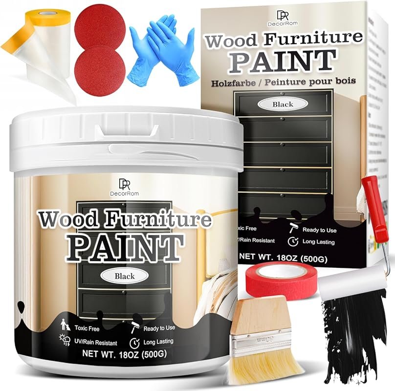 Matte Black Water-Based Wood Furniture Paint for Chairs, Tables, Dress