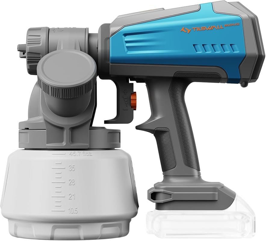 Tilswall Cordless HVLP Electric Paint Sprayer for Home Use, Brushless,