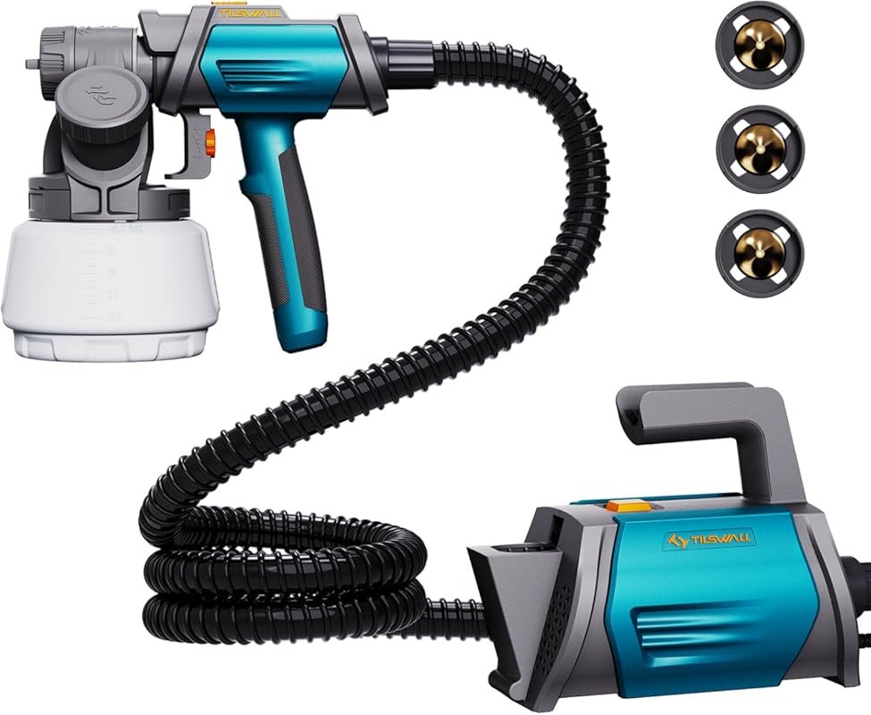 800W HVLP Electric Paint Sprayer: 4 Nozzles, 3 Patterns for Home Paint