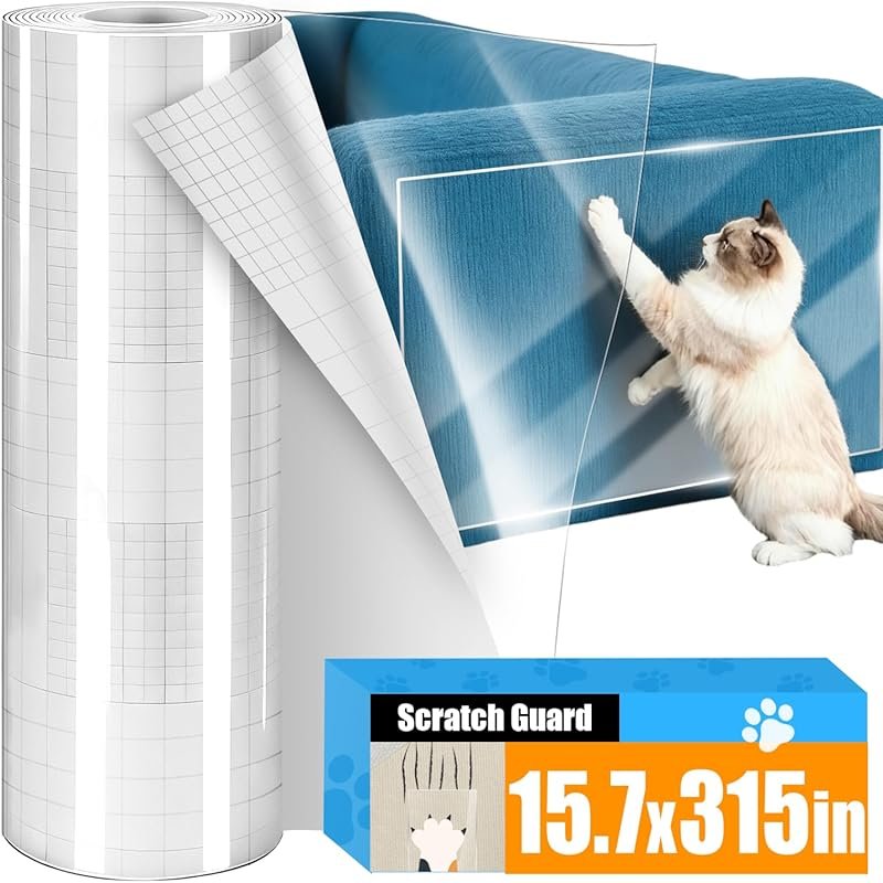 Adhesive Cat Scratch Furniture Protector Roll. Transparent, Cuttable G