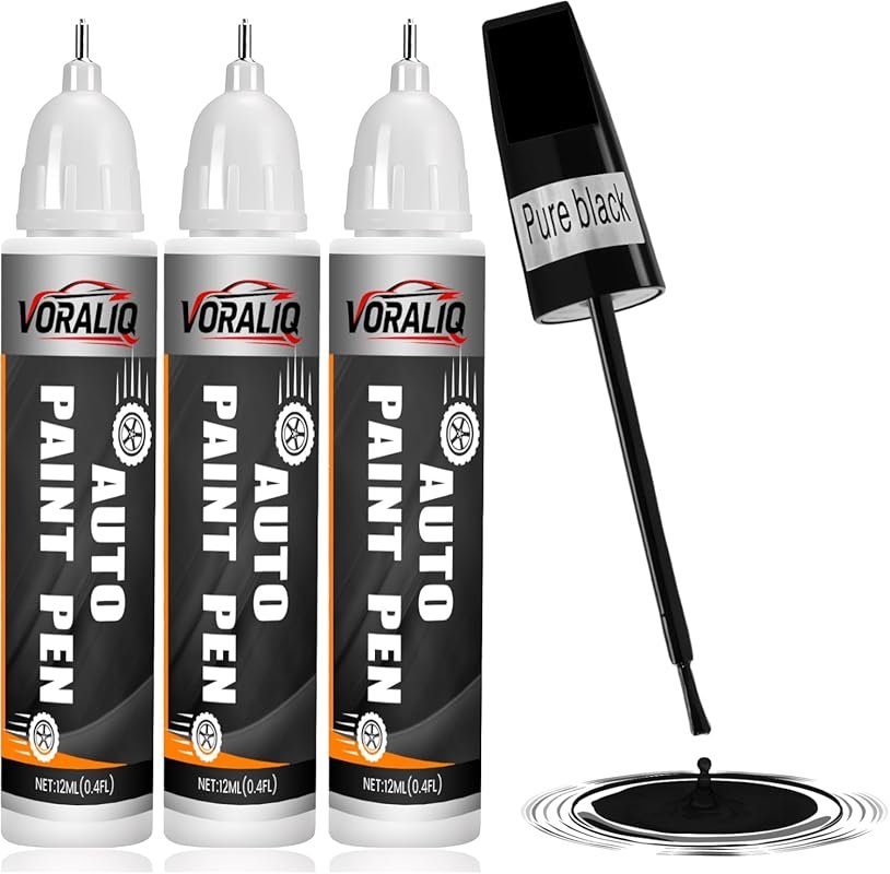 3-Pack Black Car Touch Up Paint Pens. Accurate, Fast-Drying, and Water