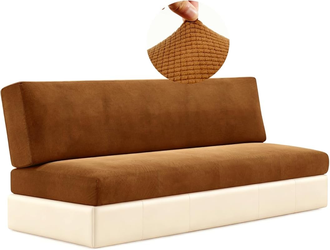 Two-Piece Stretch Elastic RV Jackknife Sofa Bed Cover. Washable, Pet F