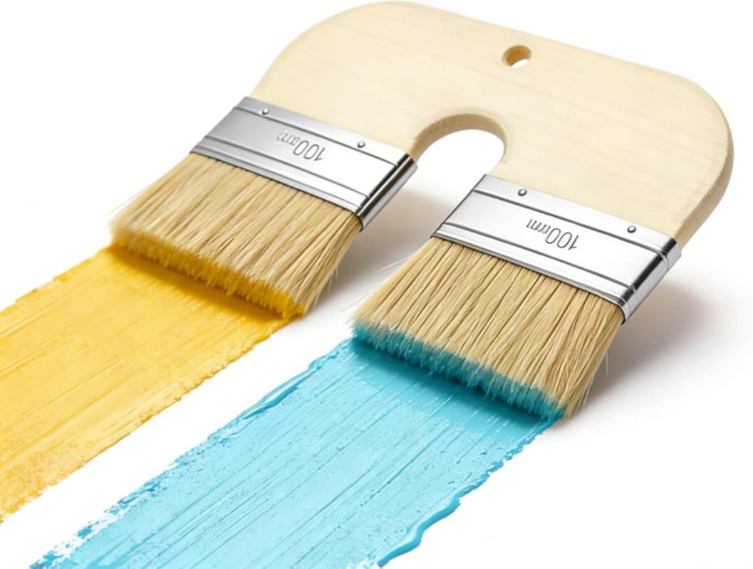 4-Inch Limewash Paint Brush: Natural Bristle, U-Shaped for Brick and I