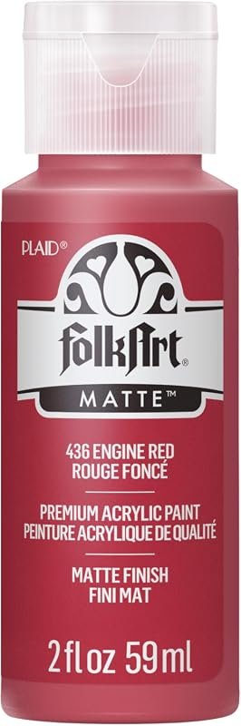 FolkArt Acrylic Paint Engine Red, 2‑oz Tube, Vibrant Assorted Color #4