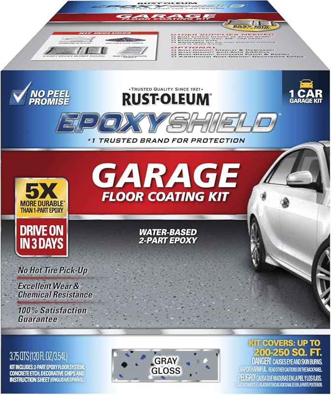 Rust-Oleum EpoxyShield Garage Floor Coating, Gloss Gray, 1-Car Kit, Du