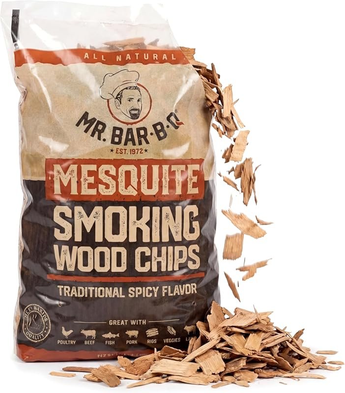 Mr. Bar‑B‑Q Mesquite Smoker Chips – 100% Natural, Spicy Smoke, Compati