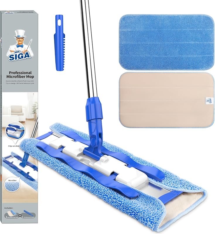 MR.SIGA Professional Microfiber Mop – Heavy‑Duty Hardwood and Laminate