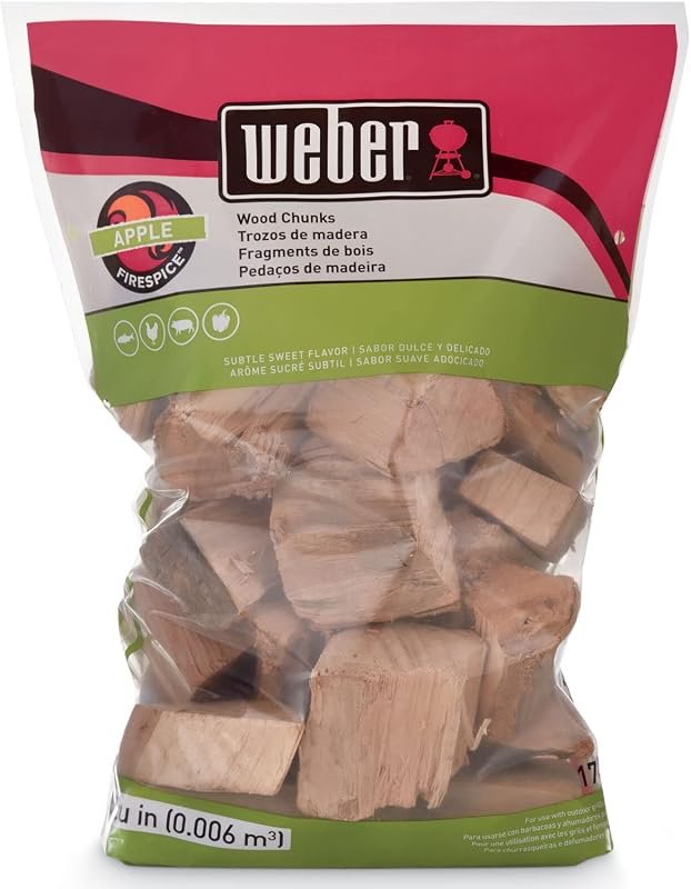 Weber Apple Wood Chunks – 4 lb Outdoor Cooking Fuel Delivering Sweet A