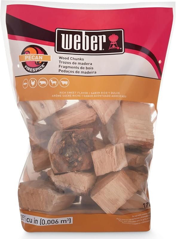 Weber Pecan Wood Chunks – 4 lb Outdoor Cooking Fuel Providing Rich Nut